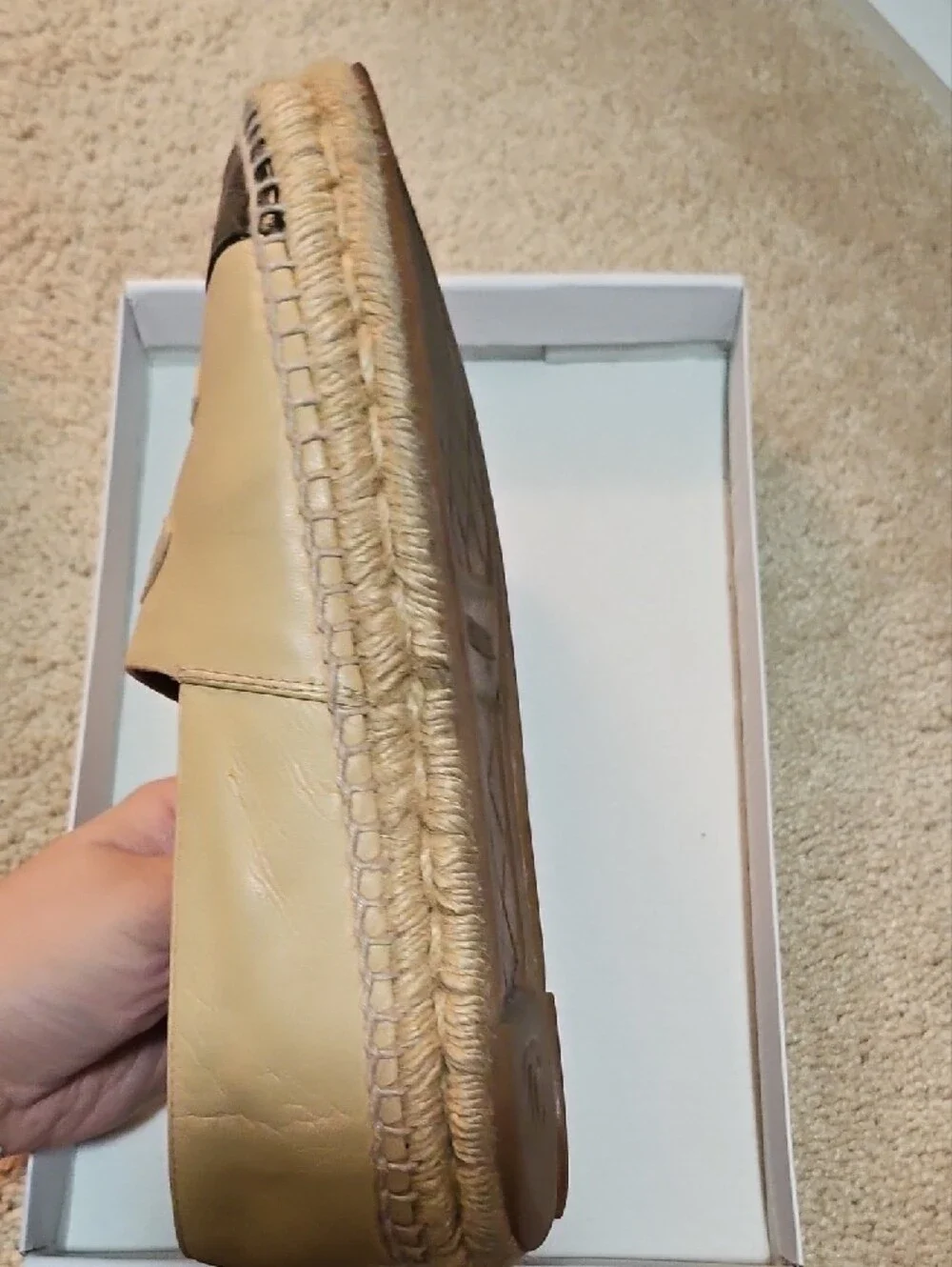 CHANEL Beige and Black Leather Espadrille Flats 38